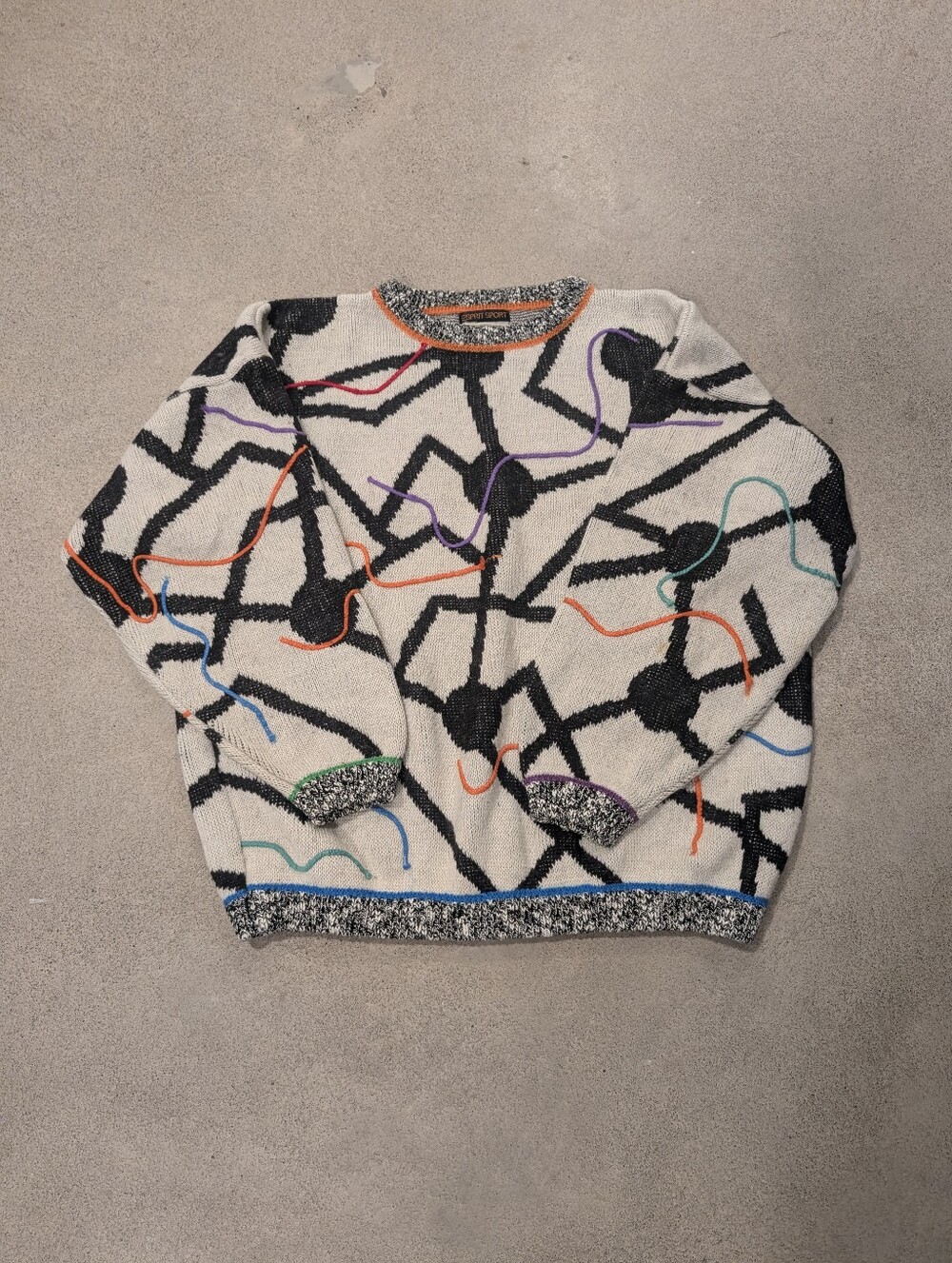 Vintage Esprit Sport Graphic Abstract Knit Sweater Multicolor Accent